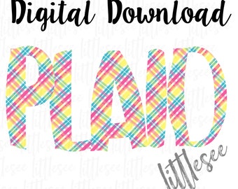 Alphabet Font Pack Plaid Letter Clipart Digital Alphabet Watercolor Letters Faux Applique Printable Letters Sublimation Clipart