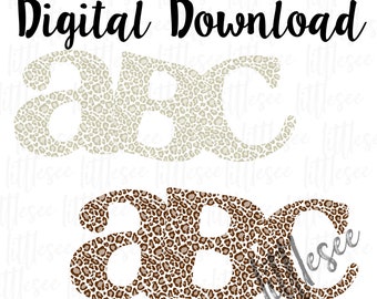 Brown Leopard Print Alphabet Font Clipart, Heat Transfer Letters, Heat Transfer, Digital Download, Print Cut Design, Sublimation Design