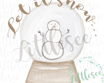 Snow Globe, Let it Snow Watercolor, Snow Globe Watercolor,Let it Snow, Digital Download, Printable, Clipart, Sublimation, Artwork