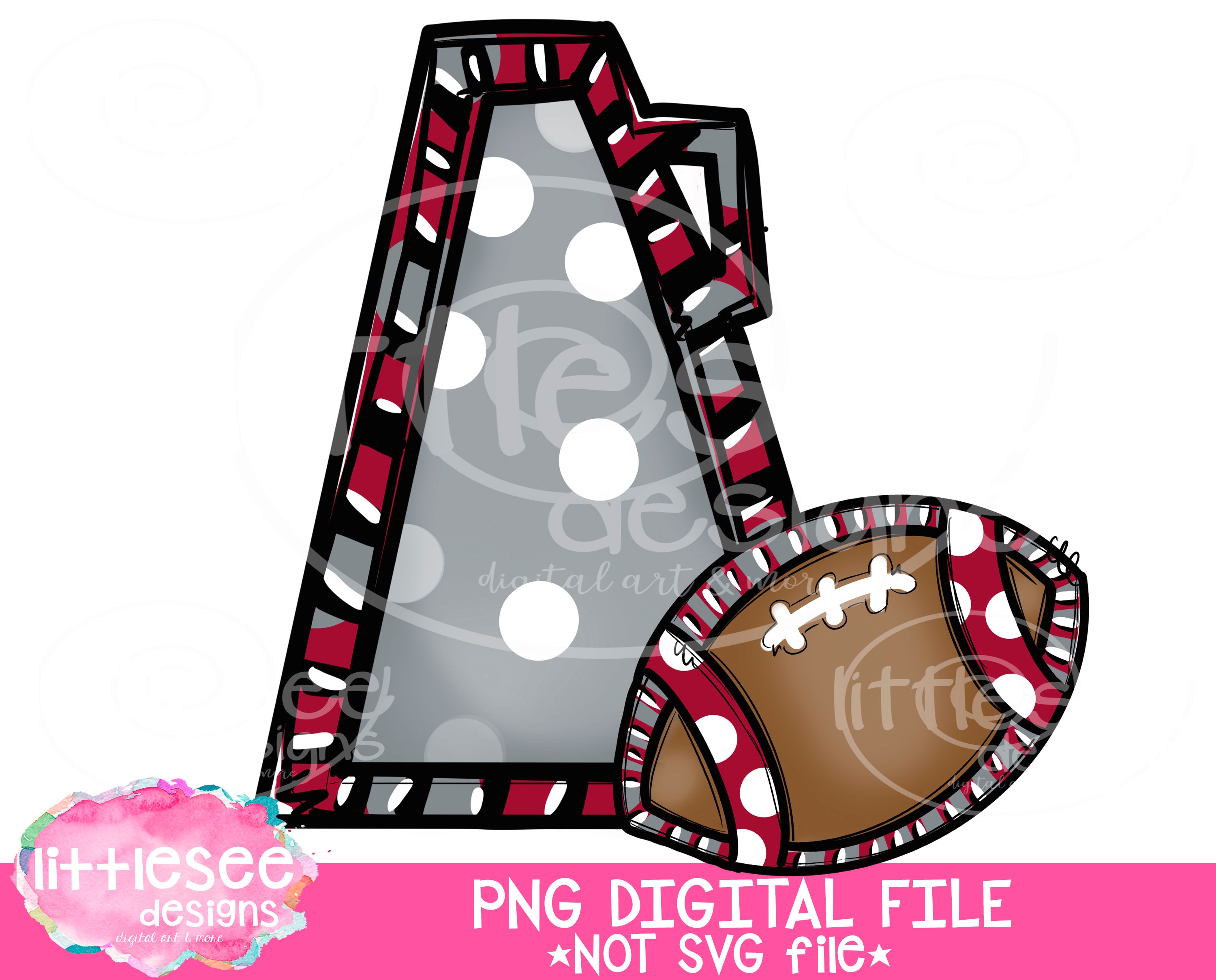 Cheer Megaphone and Football Maroon and Gray South Carolina - Etsy