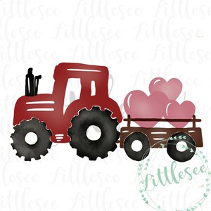 Red Valentine Tractor Watercolor Valentine Sublimation - Etsy