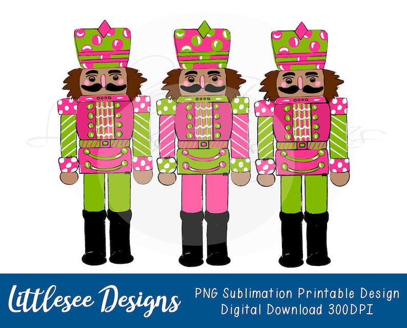 Nutcracker Trio Pink and Green Nutcracker Christmas PNG Etsy