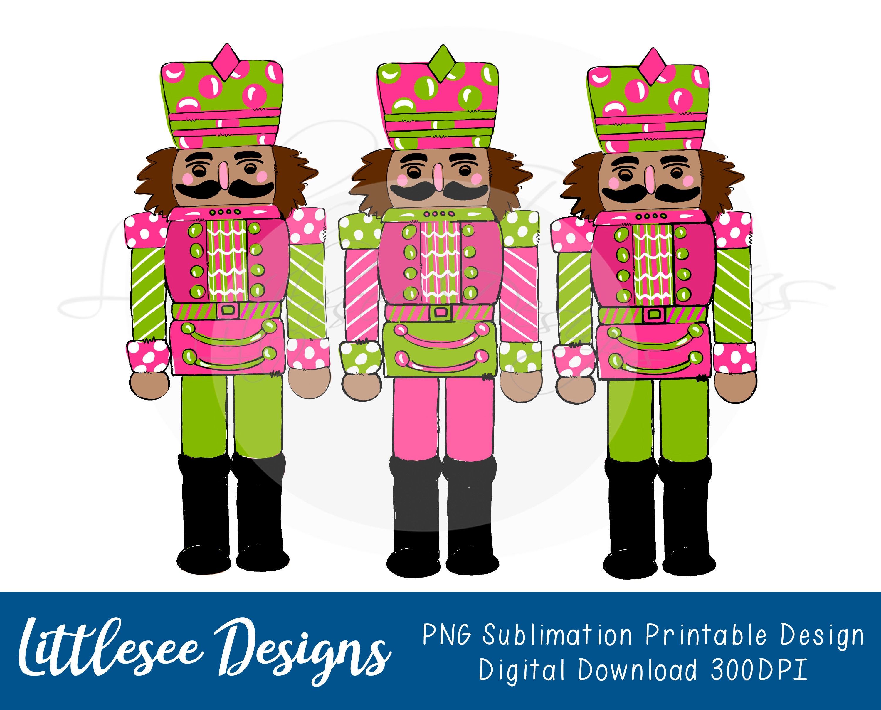 Nutcracker Trio Pink and Green Nutcracker Christmas PNG Etsy