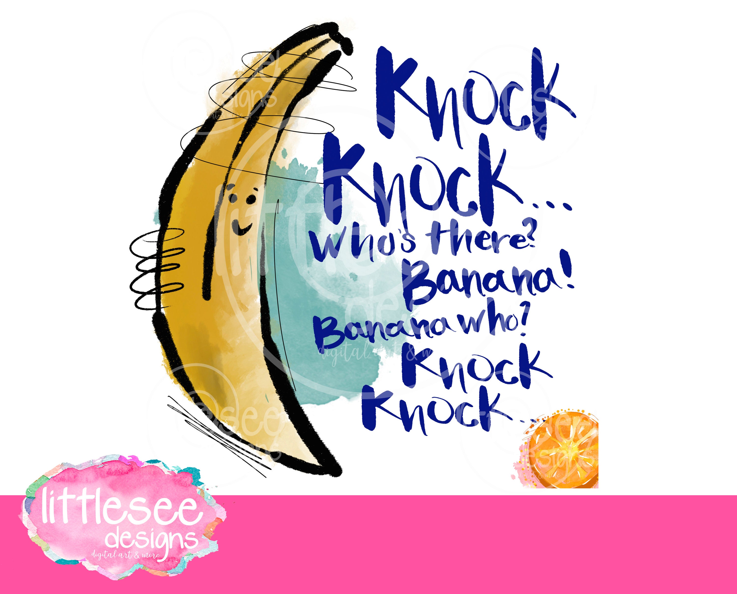 Knock Knock Banana Joke Watercolor Kid Design Sketchy Etsy UK