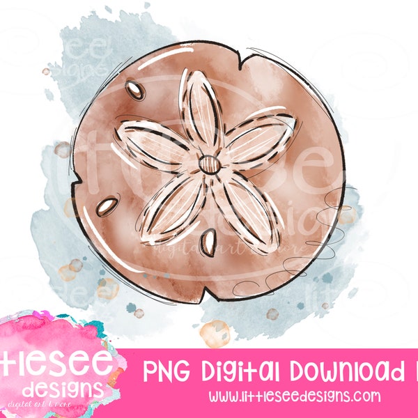 Watercolor Sand Dollar Sublimation Design, Beach clipart, PNG, Digital Art, Instant Download, Printable, Summer PNG, Island, Summer