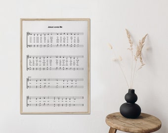 Jesus loves me/sheet music/christian art/canvas print/home decor/wall art