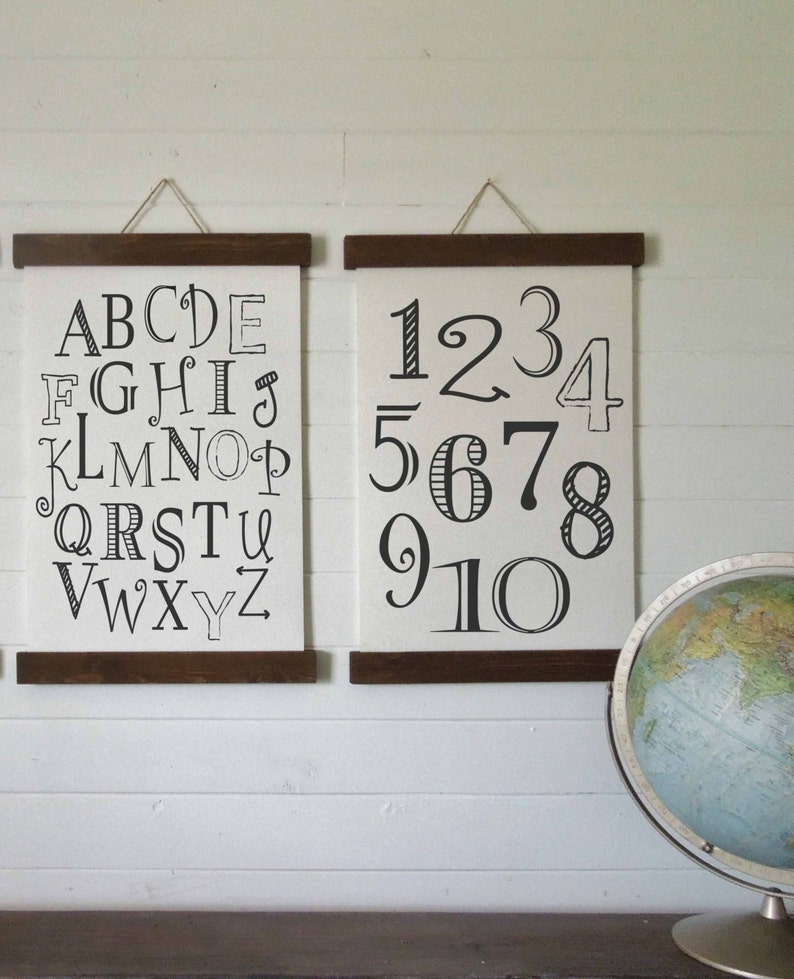 Alphabet number wall art/nursery decort/canvas art print