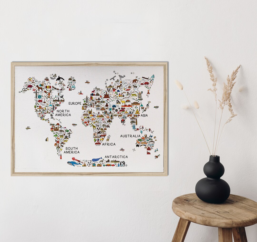 World Map/travel World Map/nursery Art/schoolroom Art/canvas Art Print