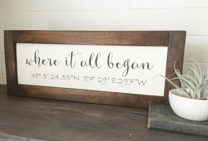 Coordinates Sign Where It All Began Calligraphy Canvas Image 0