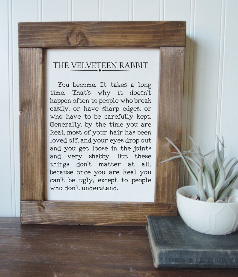 the velveteen rabbitbook quote printcanvas art printwall etsy