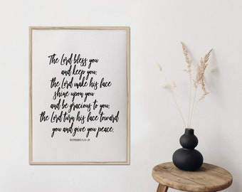 The blessing/the Lord bless you and keep you/numbers 6:24-26/bible verse/canvas print/wall art