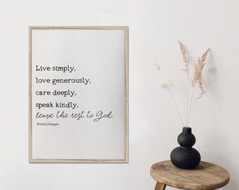 live simply/ronald reagan quote/wall art/home decor/canvas art/wall art