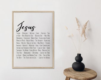 Jesus/names of jesus/religious/home decor/canvas wall art