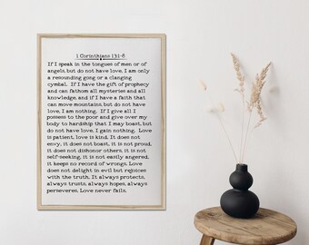 1 Corinthians 13:1-8/love is patient kind/canvas art print/wall art/canvas print/wall decor