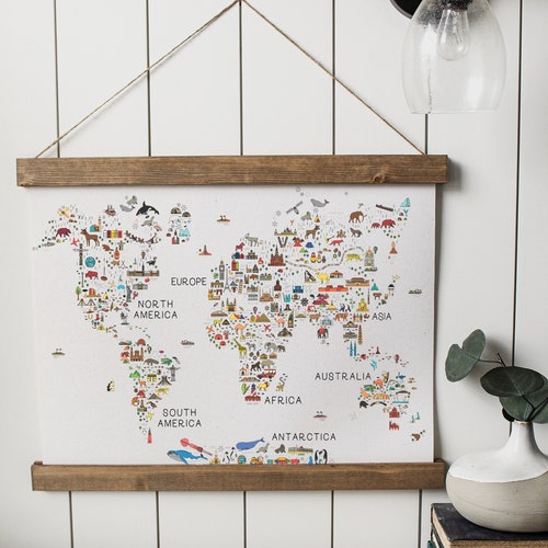 World Map/travel World Map/nursery Art/schoolroom Art/canvas Etsy