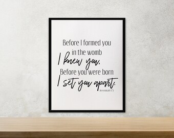 before I formed you in the womb/Jeremiah 1:5/wall art/canvas print/wall decor/nursery decor/nursery wall art /nursery decor