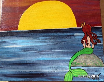 8x10 Mermaid Original acrylic painting