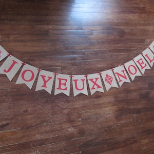 Joyeux Noel banner, Merry Christmas bunting, French Christmas, Christmas home decor