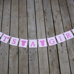 Decorazione Baby Shower IT'S A GIRL - Striscione Bandierine Rosa Per Feste Gender Reveal - Foto 5