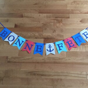 Bonne fete banner, french birthday bunting, nautical birthday decor