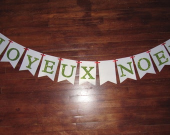 Joyeux Noel banner, christmas banner, red and green christmas decor