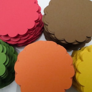Scalloped circles, DIY banner, DIY cupcake topper, Scrapbook supplies, Fall colors, Set of 50,