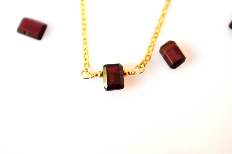 Petite Garnet NecklaceGoldSilverRed Garnet Necklace
