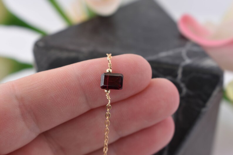 Petite Garnet NecklaceGoldSilverRed Garnet Necklace