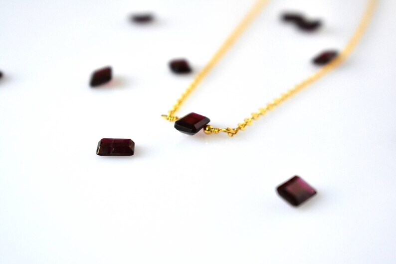Petite Garnet NecklaceGoldSilverRed Garnet Necklace
