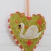 Velvet Heart Hand-beaded With Swan / Handmade Ornament / Wall Hanging ...