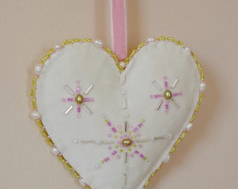 Velvet Heart hand-beaded / handmade ornament