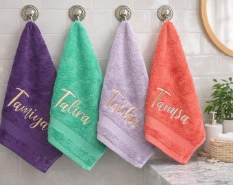 Embroidered Personalised Kids Face Washer | 100% Cotton Custom Washcloth | Preschool Gift | Soft Child Hand Towel | Name Embroidery