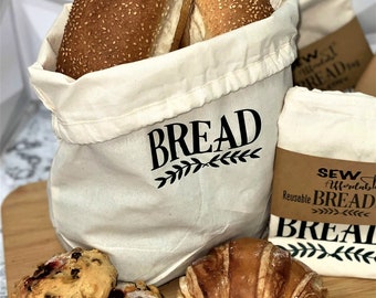 Sustainable and Reusable Bread Bag for homemade baked goods, Calico Bag for fresh baked Bread Rolls, Eco Friendly and No Waste.