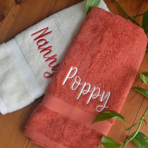 100% Custom Embroided bathroom Hand Towels, His and Hers, Personalised gifts, Wedding Presents, Baby Shower, Bathroom Decor image 1