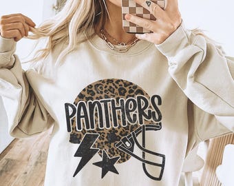 Panther Football Crewneck, Panther Sweatshirt, Go Panthers, School Shirt, Football Helmet, Panther Shirt, School Spirit, Sweatshirt, Leopard