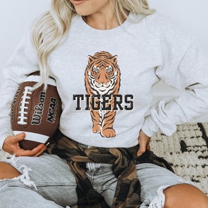 Tiger Mascot Sweatshirt, Tiger Sweatshirt, Go Tigers, Fan Shirt, Teacher Sweatshirt, Gift for Tiger Fan, Go Tiger Shirt, School Spirit Shirt
