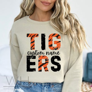 Tigers Custom Sweatshirt, Tiger Sweatshirt, Custom Team Shirt, School Spirit, Unisex Sweatshirt