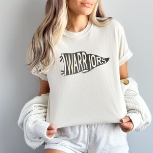 Warriors Tshirt, Team Tee, Retro Shirt, Fall Shirt, Sports Tee, Warriors Pennant, 100% Cotton, Comfort Colors Shirt, Unisex, Warriors Tee