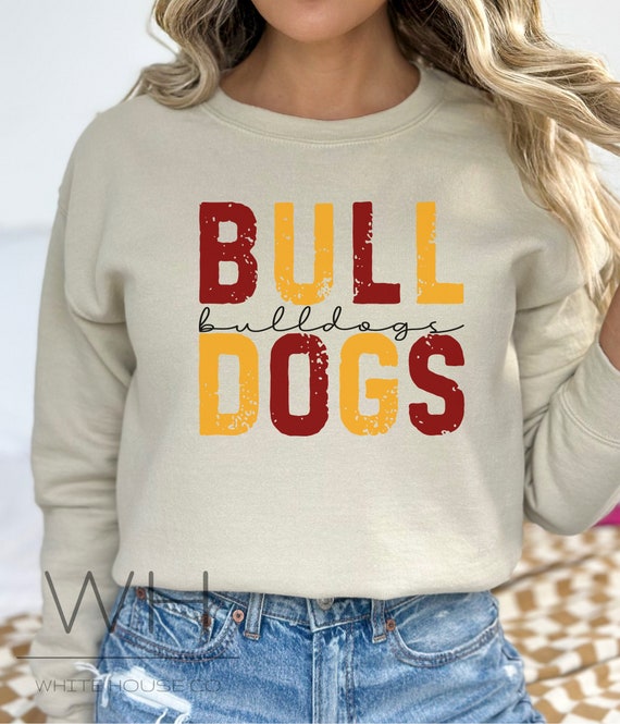 Maroon and Gold Bulldogs Sweatshirt, School Spirit Shirt