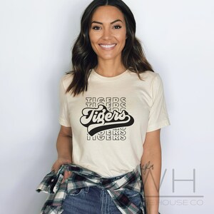 Retro Tigers, Tiger Shirt, Go Tigers, Fan Gear, Tiger Tee, School Spirit, Team Gear, Teacher Shirt, Retro, Fan, Tiger Mascot, Black Design