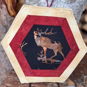Caribou Call Hexagon- Pot Holder, Trivet, House Warming, Stocking Stuffer, Kitchen