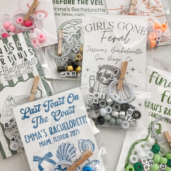 Personalized Bachelorette Bracelet Kit, DIY Party Favor