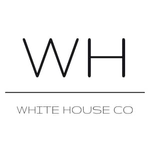 May include: Black and white logo for White House Co. The logo features a stylised "WH" with a line underneath.