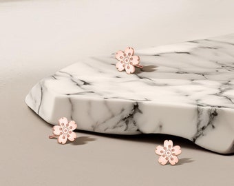 Cherry Blossom Stud Earrings Sakura Flower Jewelry Gift for Her Spring Floral Earrings Japanese Blossom Studs for Nature Lovers