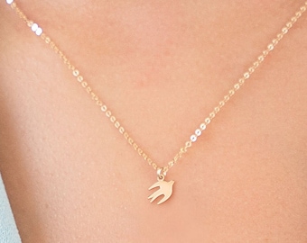 Schwalbe Vogel Halskette, zarte Vogel Halskette, Geschenk Halskette, kleine Vogel Halskette, zierliche Halskette, Vogel Charme Halskette, kleine Halskette
