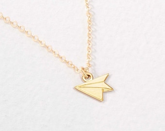 Paper Airplane Necklace Gift for Her Travel Jewelry Traveller Gifts Airplane Pendant Flight Attendant Necklace Unique Travel Gift