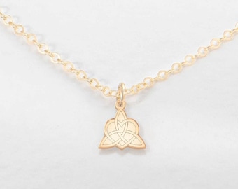 Celtic Love Knot Necklace Personalized Jewelry Gold Knot Charm Dainty Necklace Irish Heritage Gift Family Love Whimsical Tiny Celtic Heart