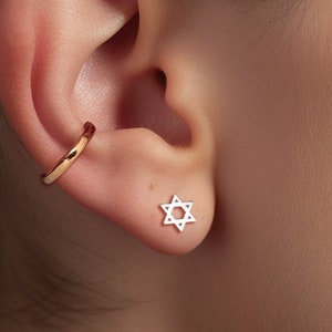 Star of David Earrings, Dainty Star Earring, Gold Earrings, Handmade Jewelry, Magen David, Jewish Star Charm, Jewish Religious Judaica