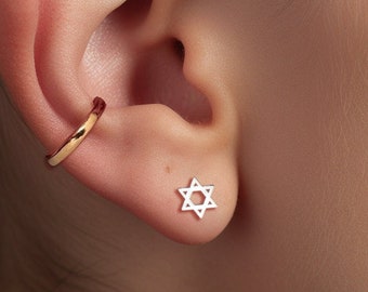 Star of David Earrings, Dainty Star Earring, Gold Earrings, Handmade Jewelry, Magen David, Jewish Star Charm, Jewish Religious Judaica