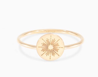 Gold Sun Ring, Gold Sunshine Ring, Dainty Gold Ring,  Sunrise Ring,  Sterling Silver, Rose Gold, Gift For Her, Bridesmaid